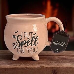 Happy Halloween I’m Going To Put  A Spell On You Pink Footed Cauldron Mug